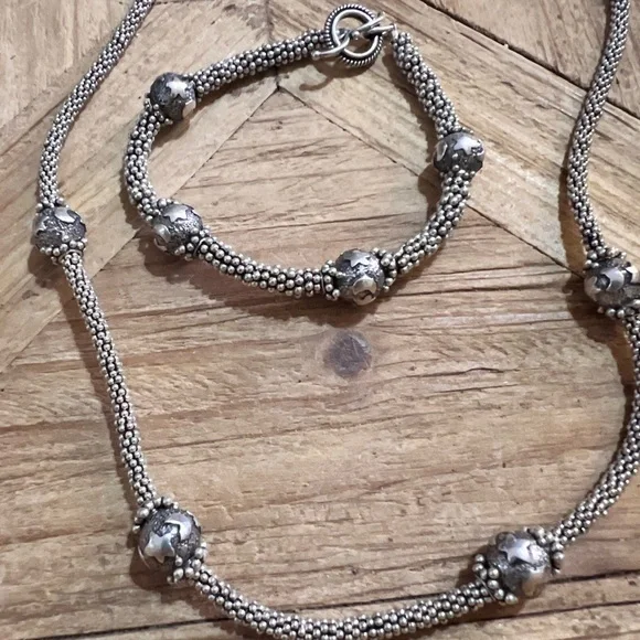 Handcrafted HEAVY SOLID Sterling Silver Moon Stars celestial Necklace Bracelet - Picture 3 of 11